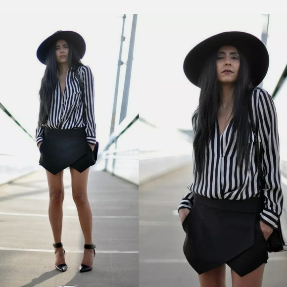 Zara Black double Asymmetrical Mini Skort - Picture 8 of 9